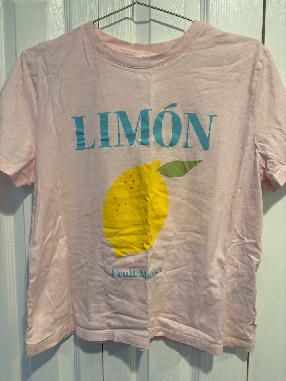H&M Pink 'Limón' Graphic Tee with Yellow Lemon